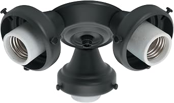 Hunter Three Light Black Fitter for Ceiling Fan - Ceiling Fan Light Kit Base & Replacement, Compatible with Hunter & Casablanca - 99140, Black