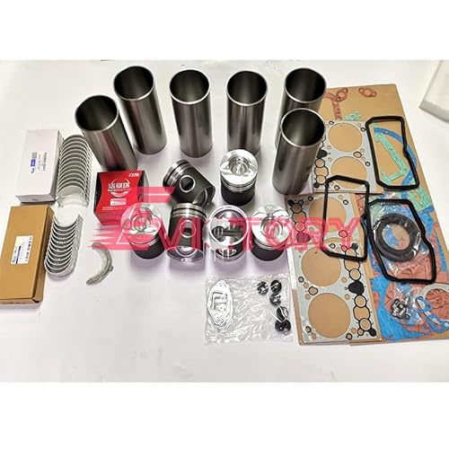 for DOOSAN Daewoo DE08T DE08TI DE08TIS DE08 Engine Rebuild Overhaul kit Piston + Cylinder Gasket kit + Liner Set + Ring + crankshaft Main Small Bearing + 12pcs valves