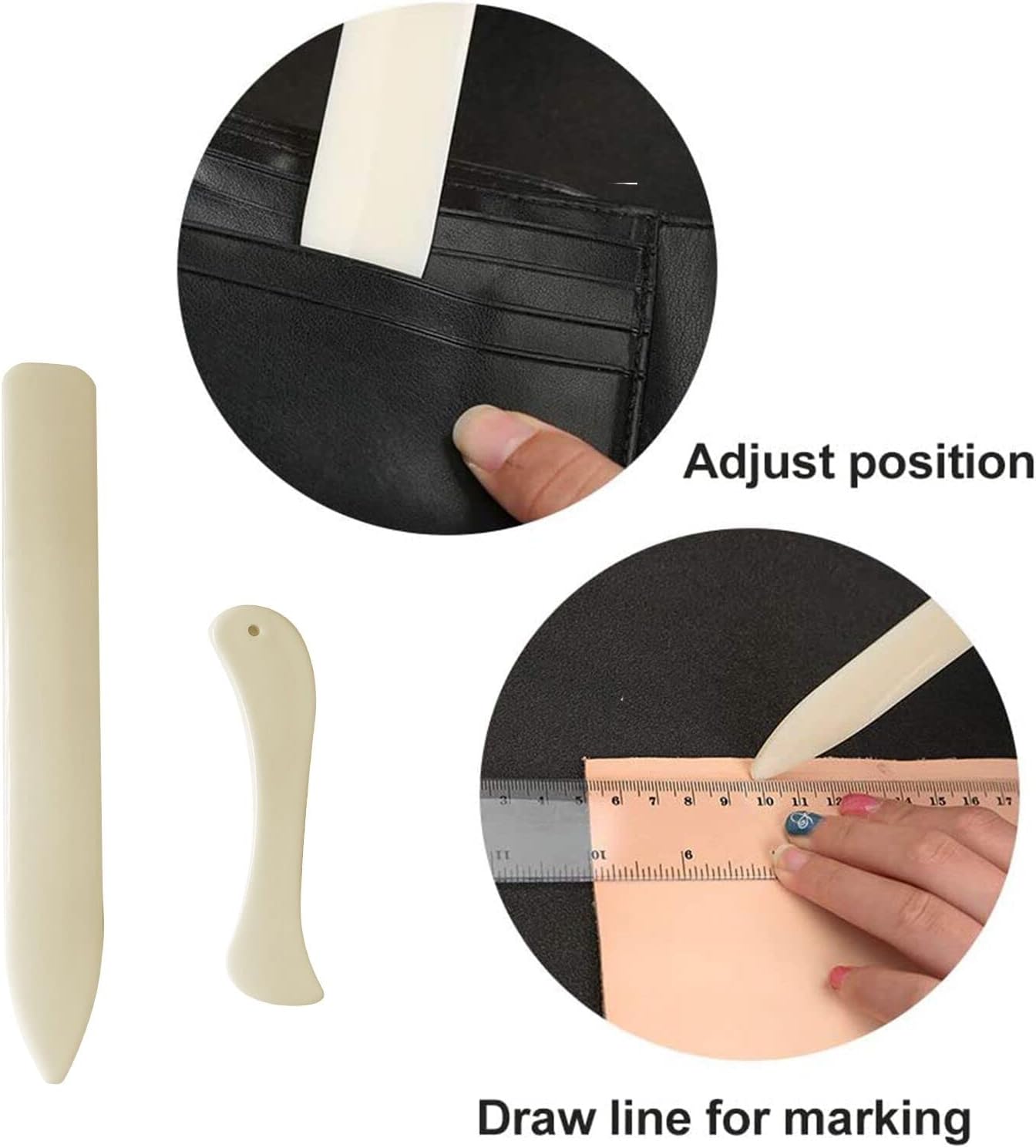 32 Pcs Leather Sewing Kit, Hand Book Binding Tools Set, Tape Measure Thimble Ring Bone Folder Creaser Waxed Linen Thread Wood Handle Awl Large-Eye Needles for DIY Bookbinding Sewing