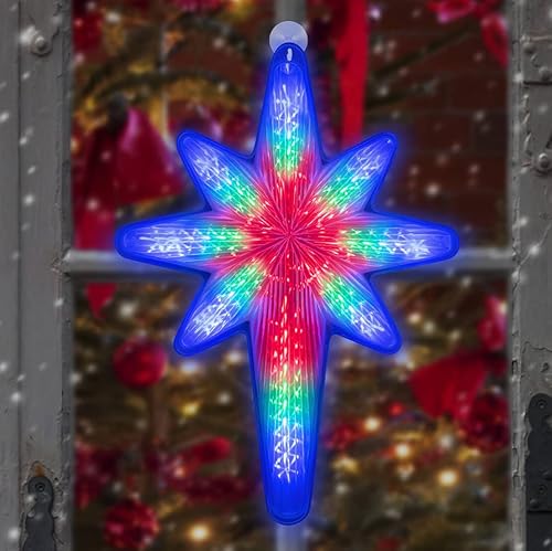 Miniatura 9 de Estrella de Belén de 20 pulgadas, 44 LED, luz colgante de estrella de Navidad para exteriores, uso como decoración de vacaciones, luz de porche,