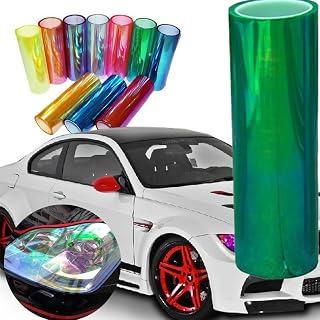 DIYAH 12 X 48 inches Self Adhesive Shiny Chameleon Headlights Tail Lights Fog Lights Films,Film Sheet Sticker,Tint Vinyl Film (Green)