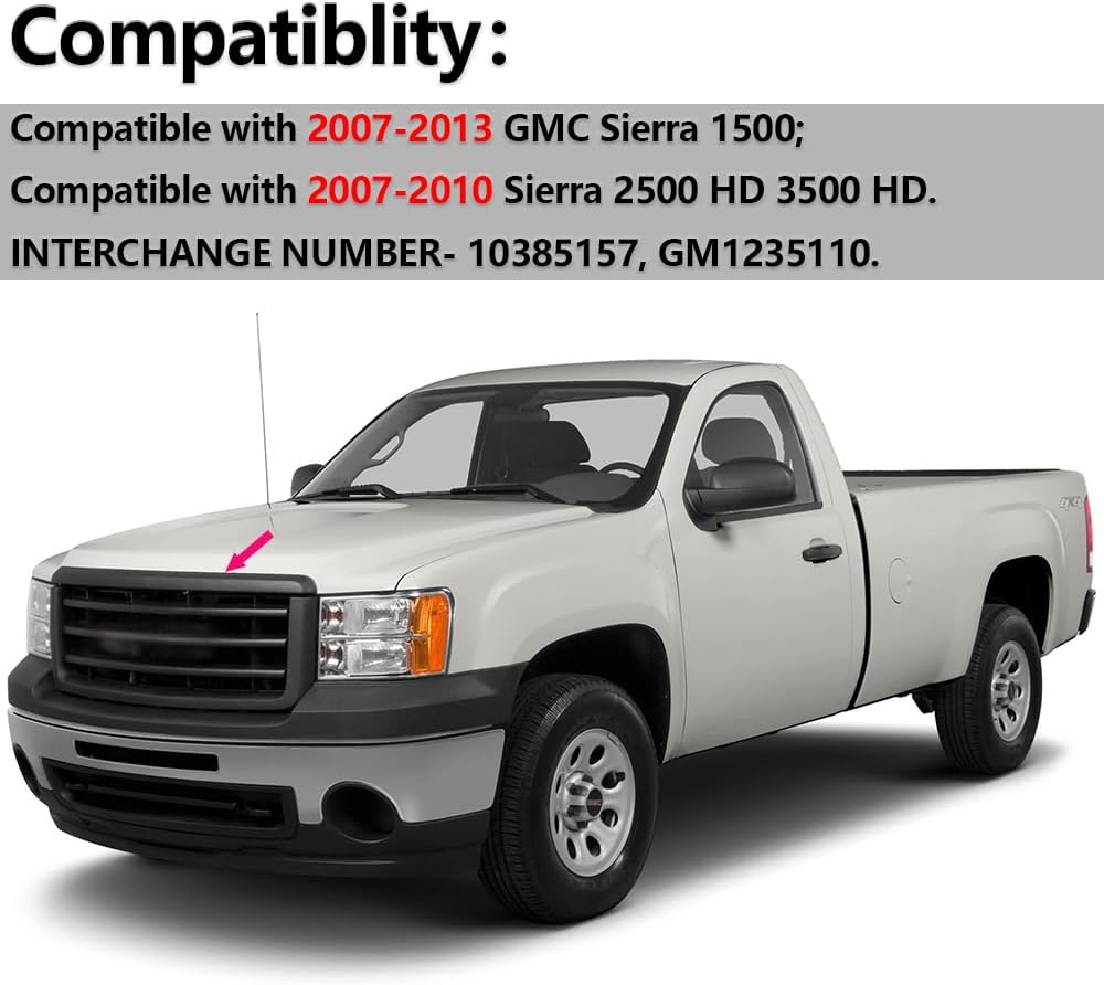 PIT66 Hood Molding Trim Moulding, Compatible with 07-13 GMC Sierra 1500/07-10 Sierra 2500 HD 3500 HD 10385157, GM1235110 Hood Panel Molding