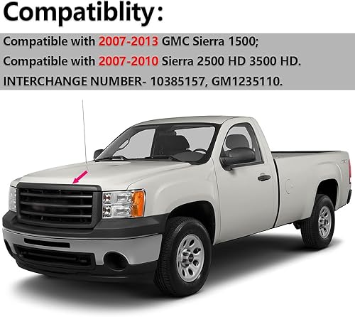 Miniatura 2 de PIT66 Moldura de capó, compatible con GMC Sierra 150007-10 Sierra 2500 HD 3500 HD 10385157, GM1235110 Moldura de panel de capó