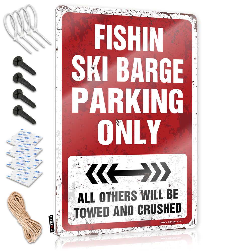 Fzfn Colour Fishin Ski Barge Parking Only Grunge Dorm Room Stuff - Wall Art Waterproof Hanging Wall Decor(20X30cm)