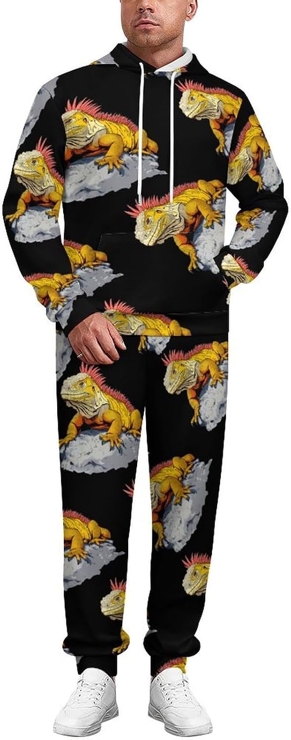 Bearded Dragon Lizard Animal Adult 2 Piece Tracksuits Hoodie Sweatshirt And Joggers Sweatpants Sweat Suit Outfits