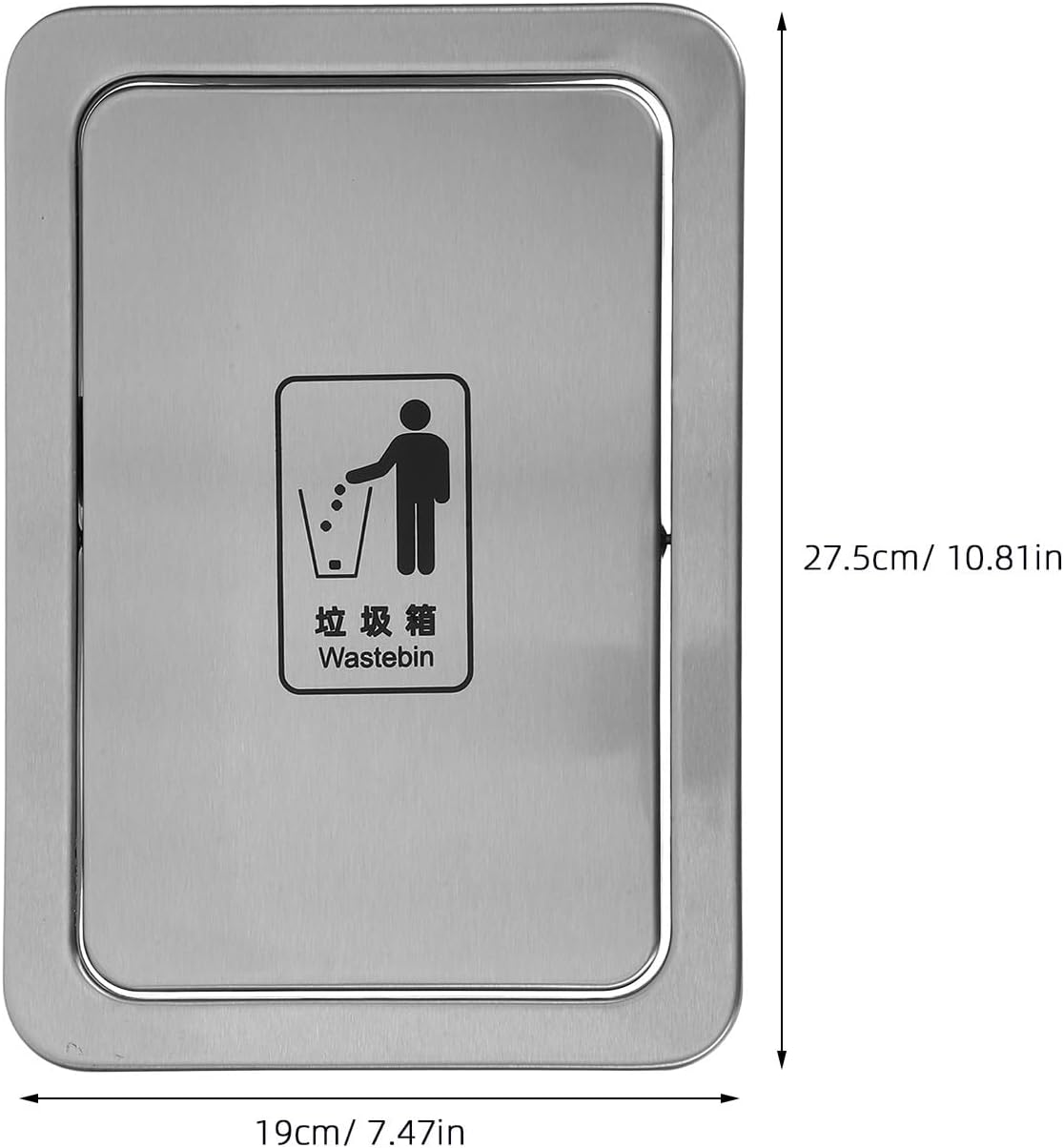 Sewroro Recessed Stainless Steel Trash Can Lid with Swing Cover, Embedded Countertop Garbage Bin Lid for Kitchen and Bathroom Use, Sturdy Trash Bin Replacement Accessory