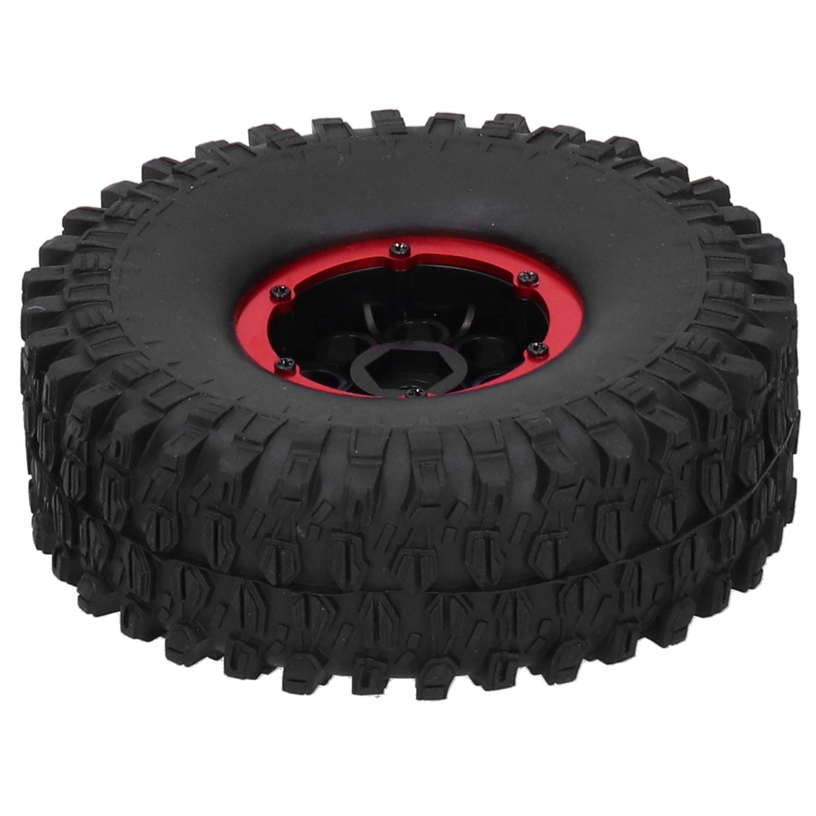 Opony wyścigowe RC 4 szt. Nadmuchiwane koła samochodu zdalnie sterowanego Amortyzacja o wysokiej przyczepności dla modeli w skali 1/10 SCX10 TRX4 TRX6 D90 Guma ze stopu aluminium (Czerwony)