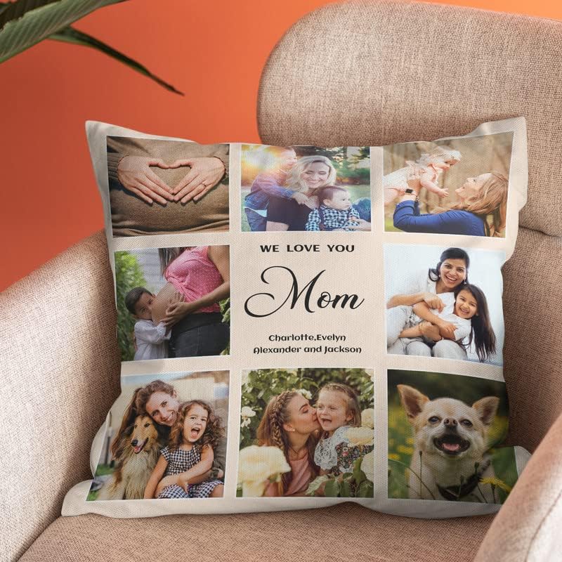 Miniatura 5 de Bivei Funda de almohada personalizada con imagen y texto, almohada decorativa personalizada para mamá, funda de almohada personalizada para fotos