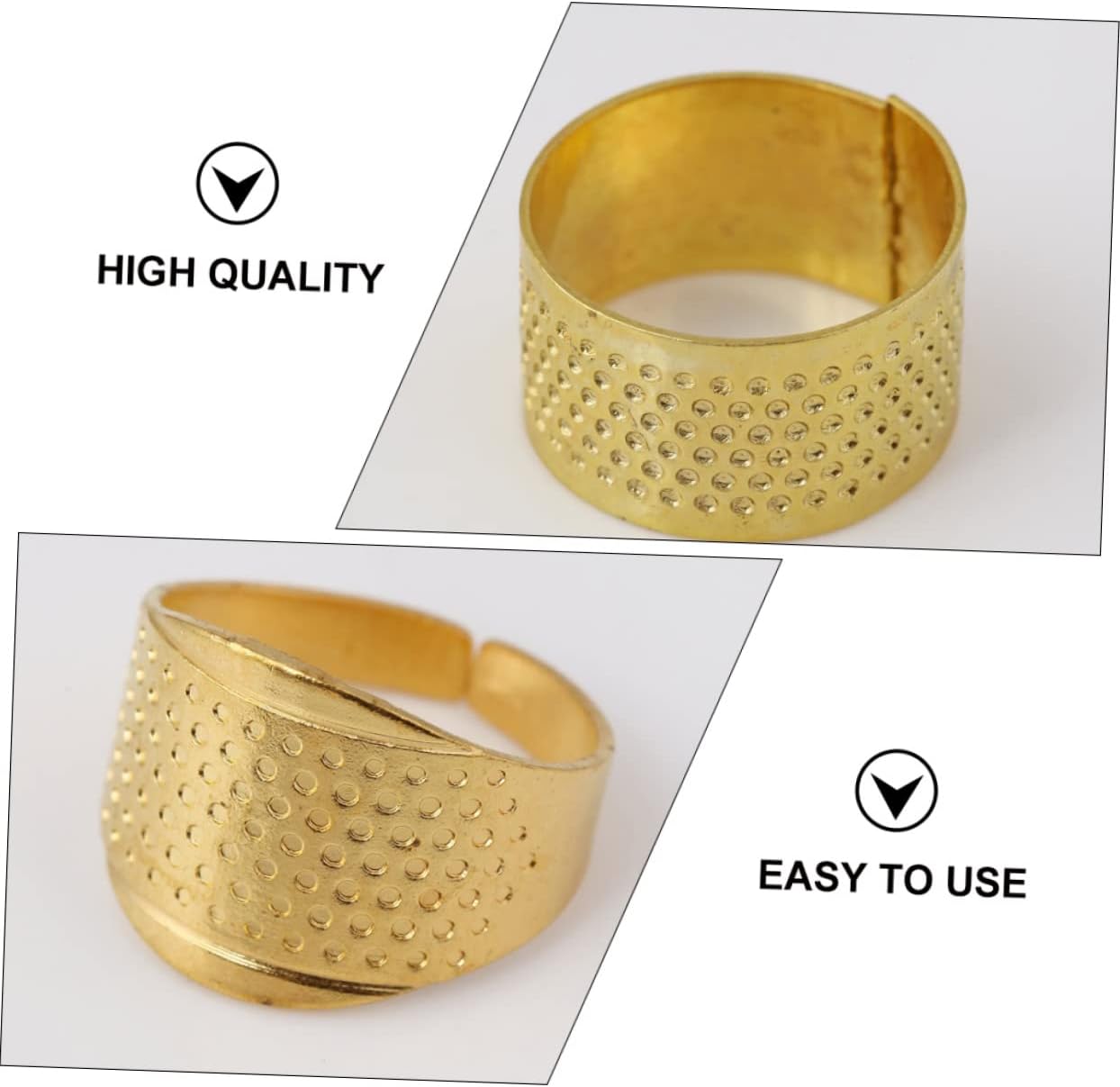 HOMSFOU 3pcs Metal Sewing Thimble Set Finger Protectors for Quilting DIY Crafts Adjustable Copper Thimble for Sewing Embroidery and Knitting