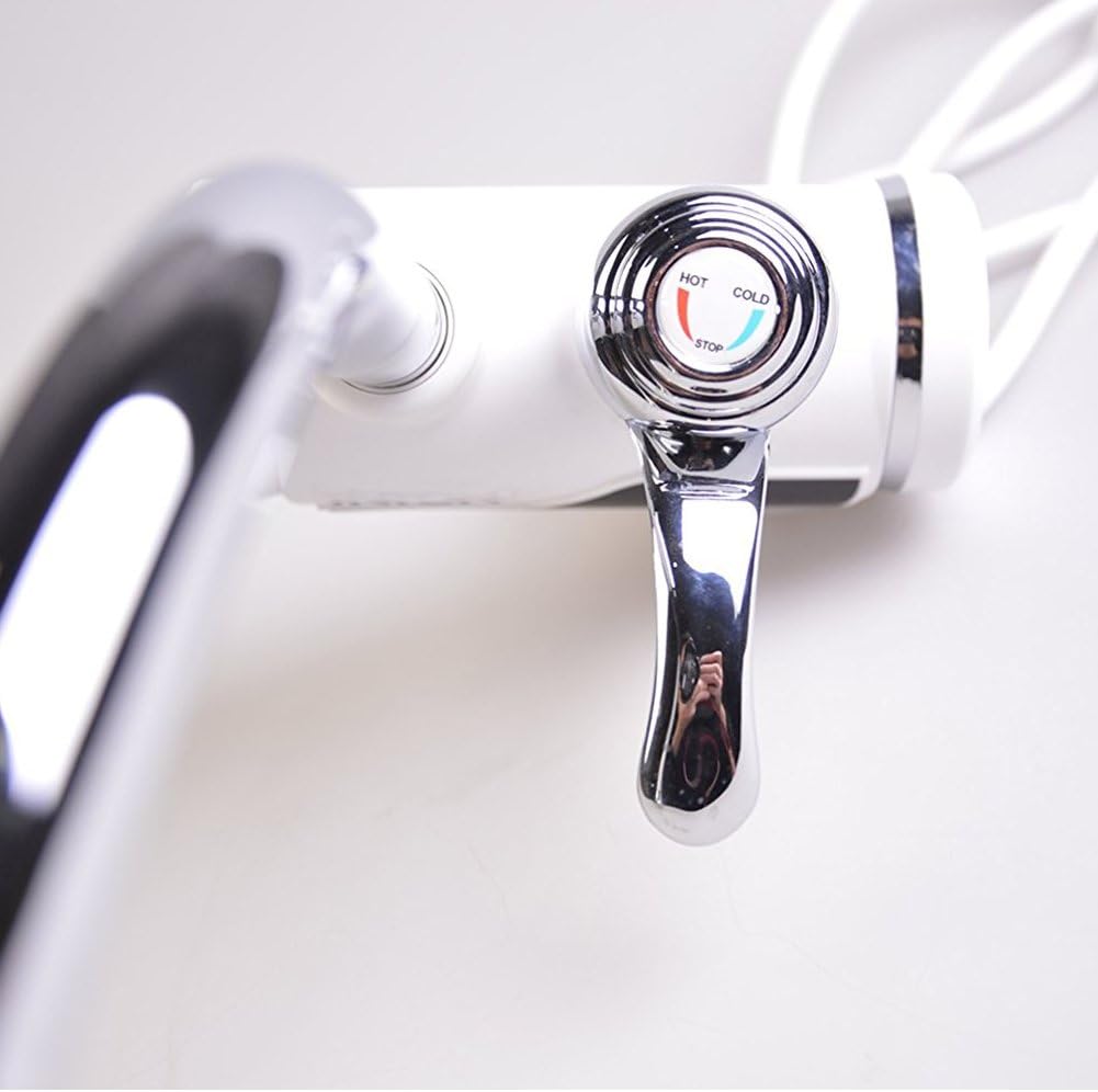 Rotatable Bathroom Kitchen Heating Tap Water Faucet 110V Tankless Electric Hot Water Heater Faucet with LED Digital Display (Small Lateral Inflow)