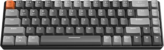 MAGIC-REFINER RK68 60% Wireless Mechanical Keyboard, Bluetooth 5.0/2.4GHz with Dual Mode 2-in-1 Receiver, Ergonomic Compact 68-Key Hot Swappable Gaming Keyboard, Blue Switch for Mac Windows PC