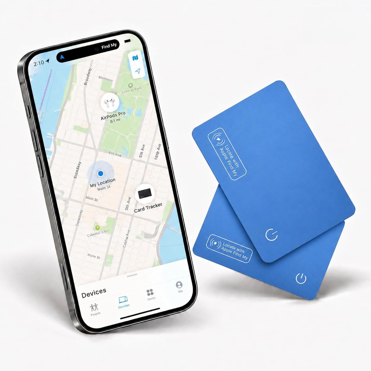 Air Carte Tracker Smart Tag, Compatible avec Apple Find My (iOS Uniquement),localisateurs d'objets Rechargeables, Étanche IP68, Ultra‑Fin pour Portefeuille, Passeport, Valise (Lot de 2)