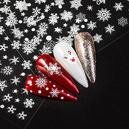 Snowflake Nail Art Sticker Decal Set, 3D Self Adhesive Nail Stickers, Christmas Nail Stickers, Snowflake Nail Art Decals, Nail Art Stickers For Nail Art Design, Nail Stickers For Girls, Diy Nail Art Decoration Accessories Decals For Nail Salon… #TOP3