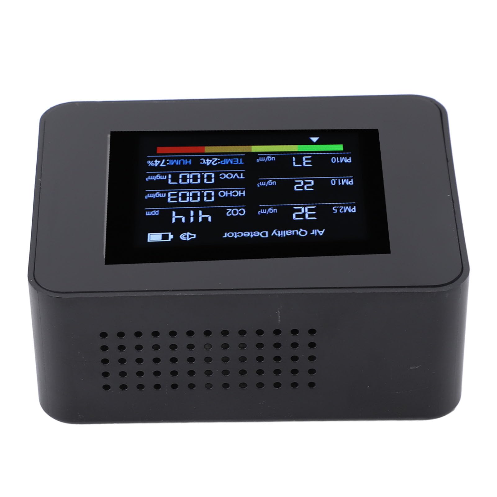 Misuratore di qualità 'aria interna Rilevatore di CO2 8 in 1 Sensore NDIR Rileva PM2.5 PM10 PM1.0 HCHO TVOC Temp Umidità con allarme (Nera)