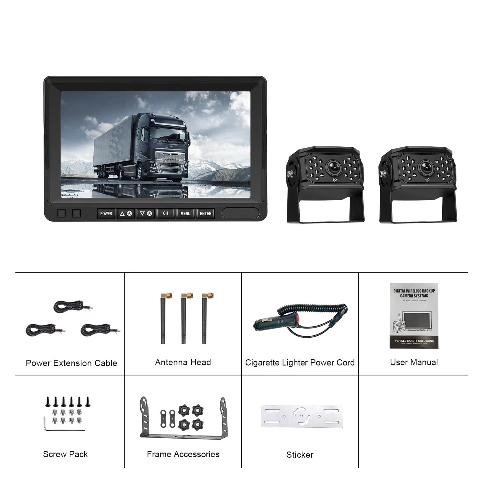 Cámara Aparcamiento Cámara Marcha Atrás Coche Inalámbrica Monitor Pantalla IPS HD Universal 7 Pulgadas con 2 Funciones Grabación Vídeo Cámaras Traseras 1080P Camara Marcha Atras