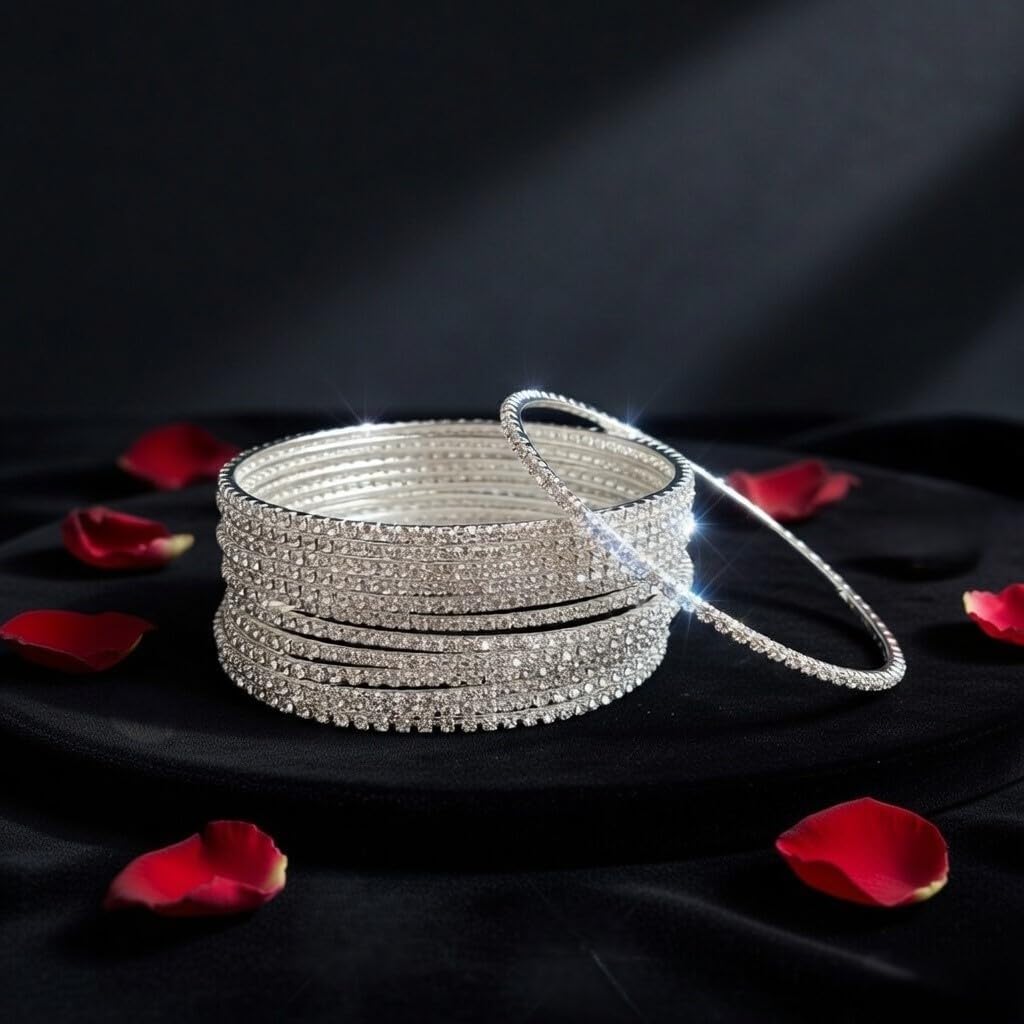 Efulgenz Rhinestone Bracelet Indian CZ Crystal Bangle Wedding Bridal Jewelry Bollywood Bangles for Women