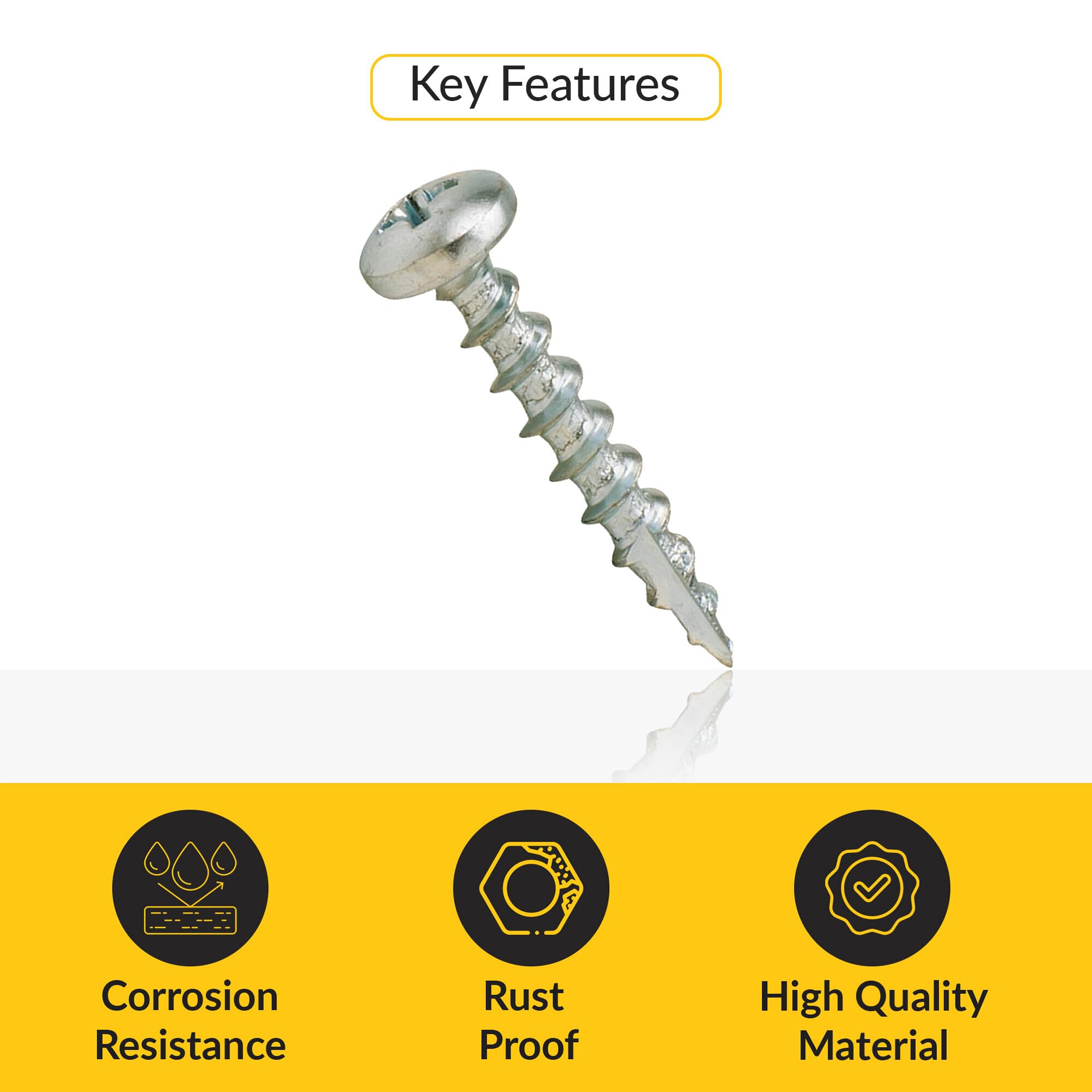 Brixwell SRW216792201 Zip R Screw, Pan Head with Fully Threaded,Zinc Plated Pack of 1000