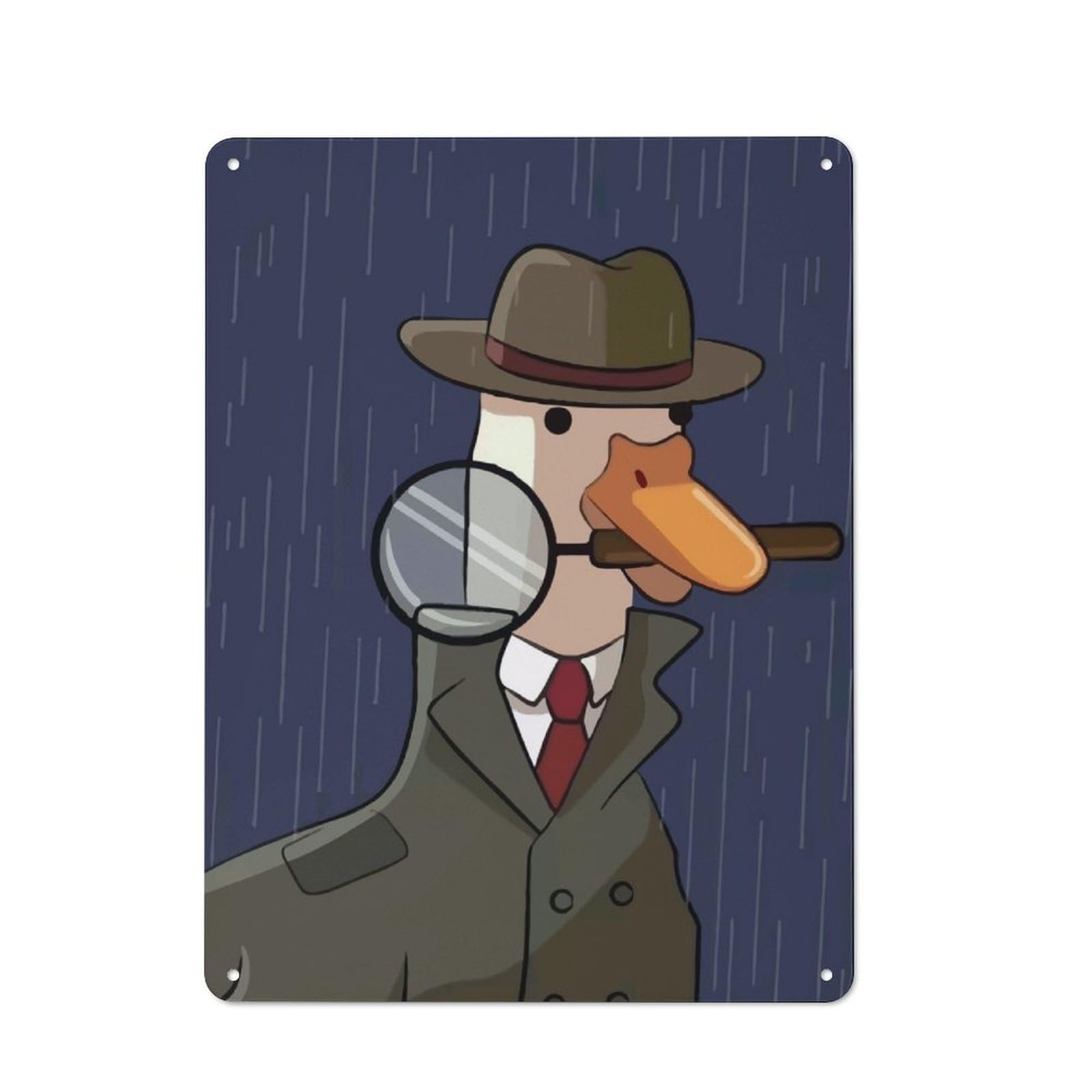 Junmoney Goose Game Ducktective Vintage Metal Wall Decor 40X30cm, Vintage Metal Sign For Cafe, Bistro, Bakery Or Restaurant