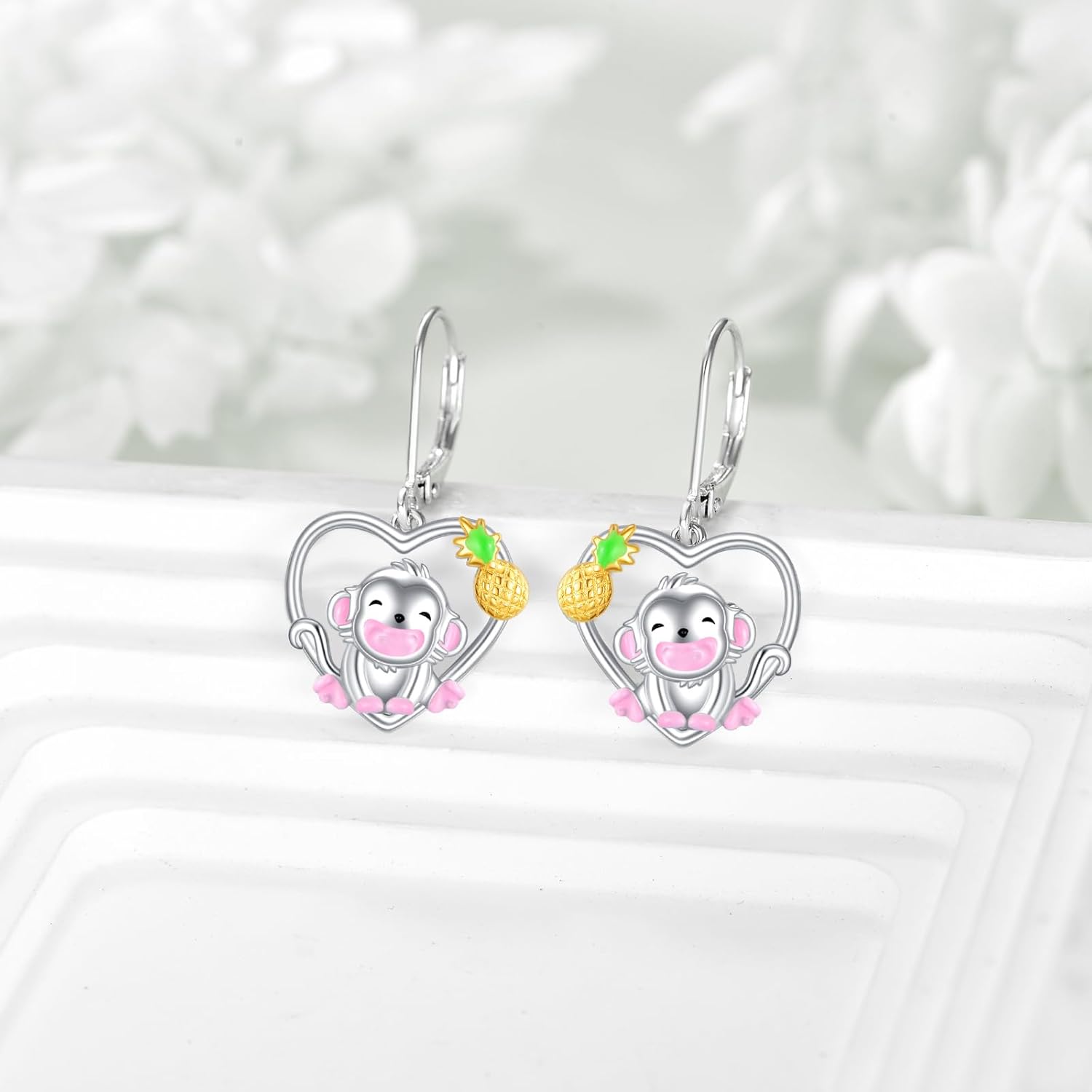 Monkey Earrings Sterling Silver Monkey Dangle Earrings Animal Earrings Monkey Jewelry Birthday Gift for Woman - Image 5