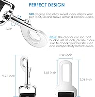 Vista 3 de URPOWER Paquete de 2 cinturones de seguridad para perro, arnés retráctil para automóvil, cinturón de seguridad ajustable para mascotas
