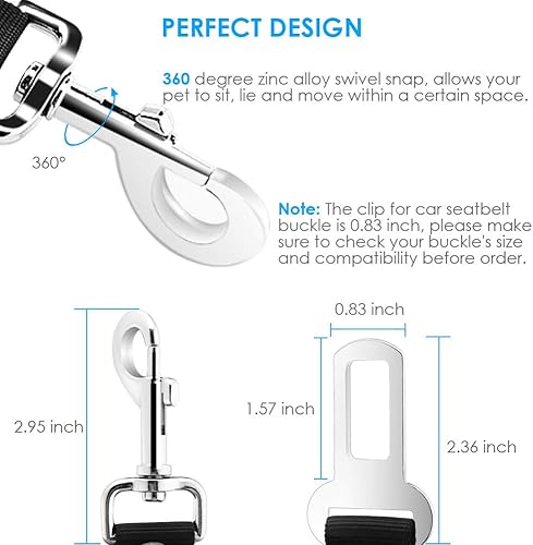 Miniatura 3 de URPOWER Paquete de 2 cinturones de seguridad para perro, arnés retráctil para automóvil, cinturón de seguridad ajustable para mascotas con