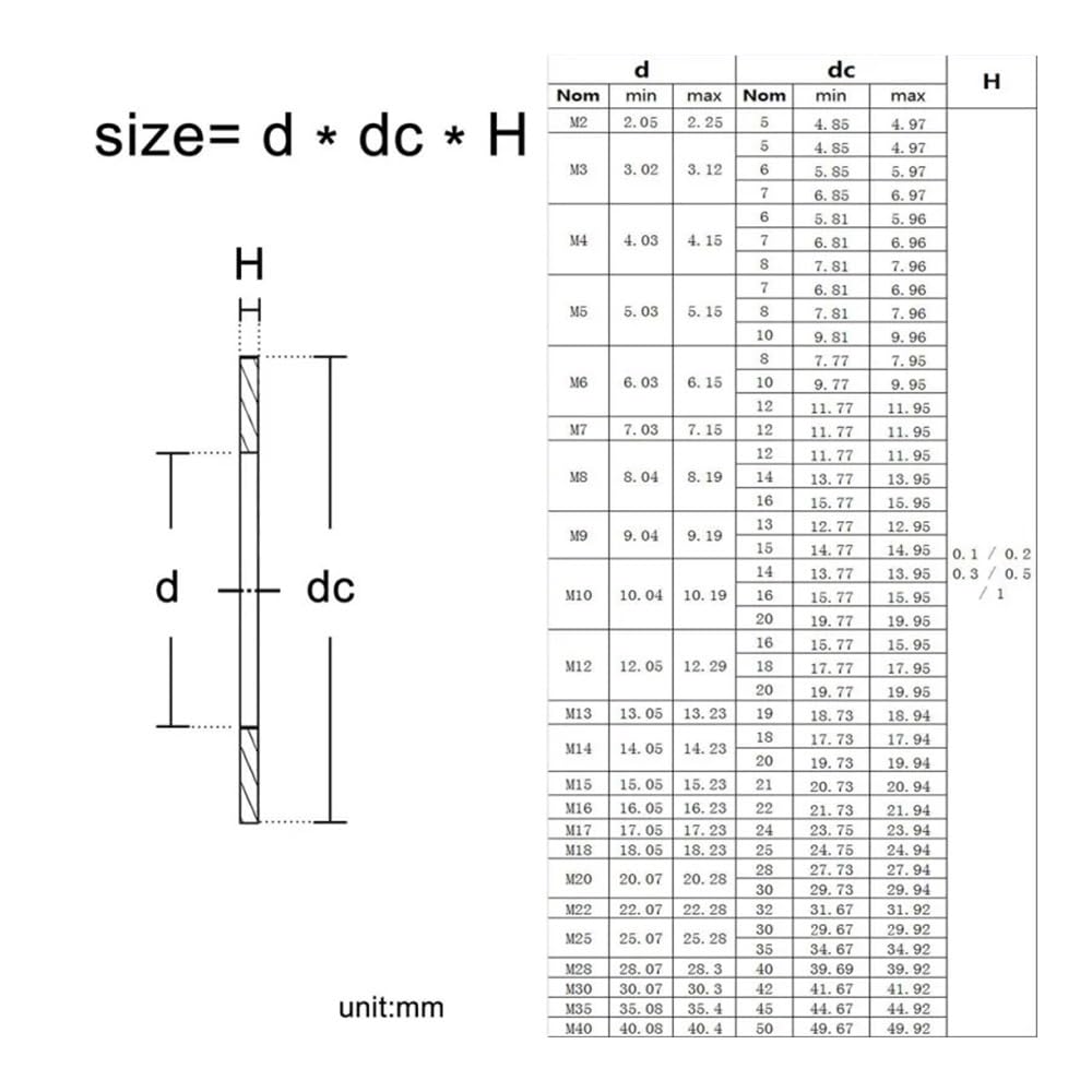 Generic 0,1/0,2/0,3/0,5/1 mm M2 M3 M4 tot M40 DIN988 304 roestvrij staal afstelbare ultradunne precisie-shim pakking ultradunne ring(M5x10xThick 100pcs,Thick 0.1mm