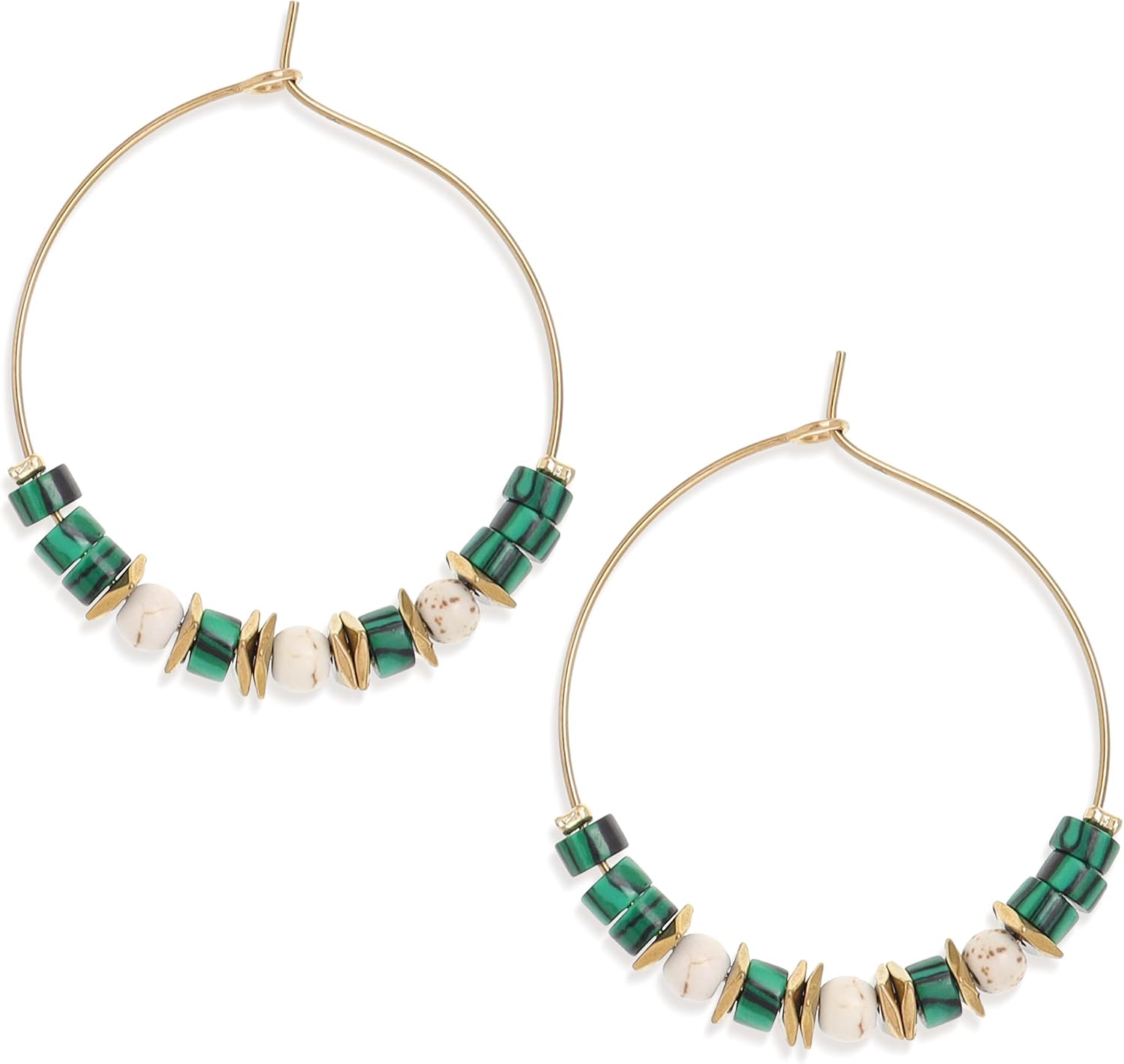 Beaded Jewelry: Green Stone Hoop Earrings for Boho Summer Style