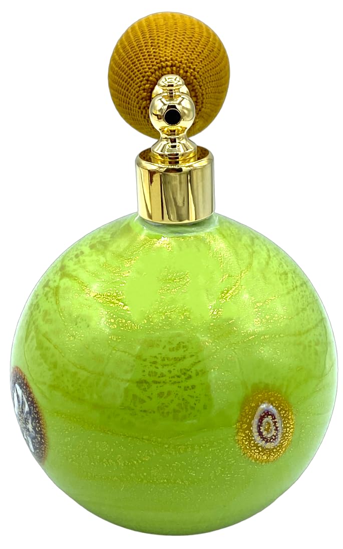 Pulverizador de perfume Murano artesanal verde con Murrina Millefiori de Venecia