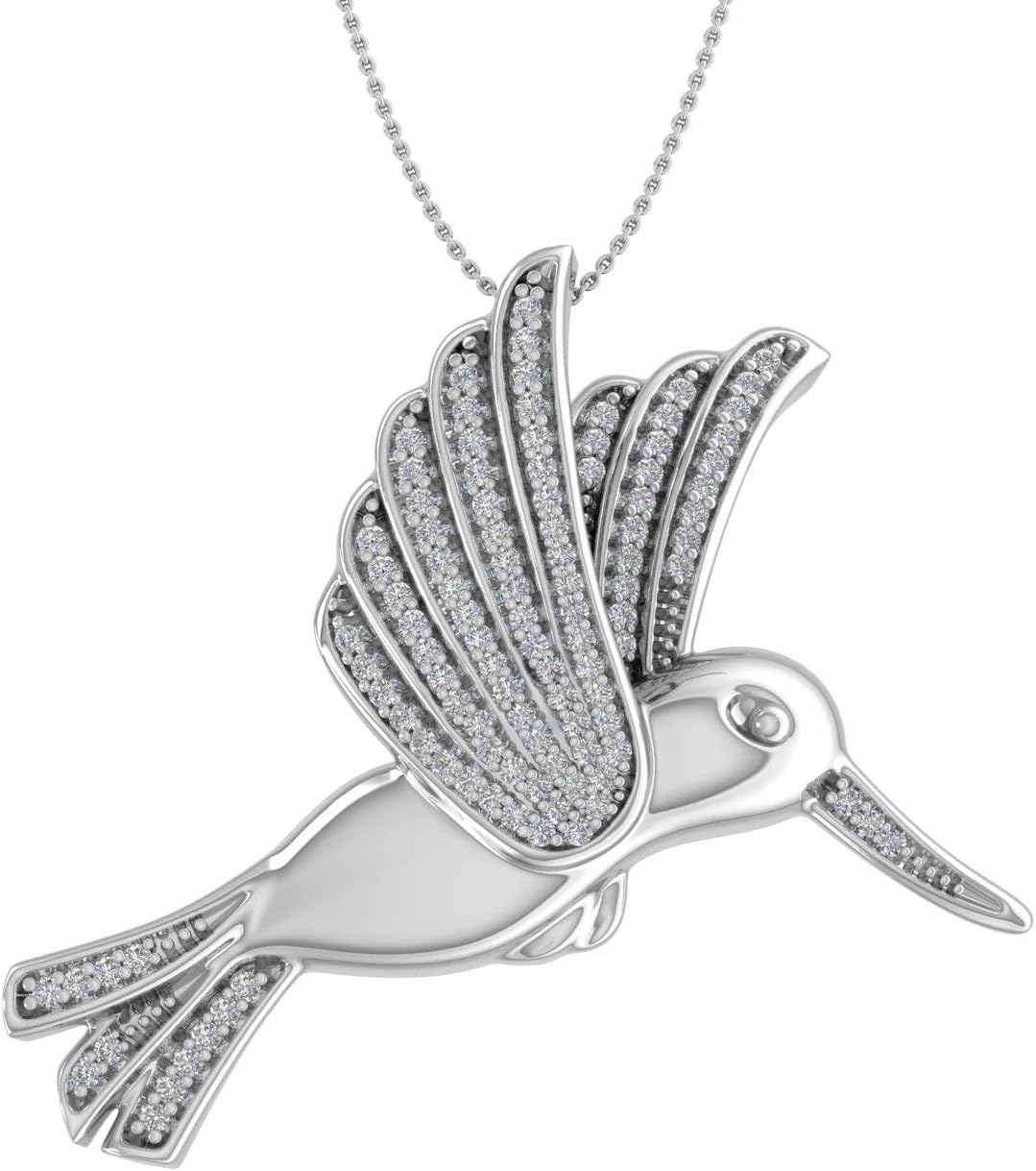 Diamond Pendant Necklace in 10K White Gold (Silver Chain Included)