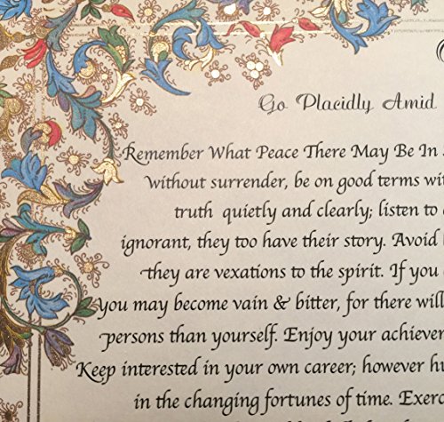 Medici Style - DESIDERATA Quote by Max Ehrmann on Handmade Florentine Paper with 24k gold leaf (Imported from Italy)