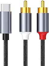 USB TYPE C to 2RCA Converter Audio Cable, USB-C (Male), 2RCA (Male), Red/White, Stereo Audio Line, HiFi Sound Quality, Durable, Nylon Braid, Supports USB-C Interface for Smartphones, Tablets, Laptops
