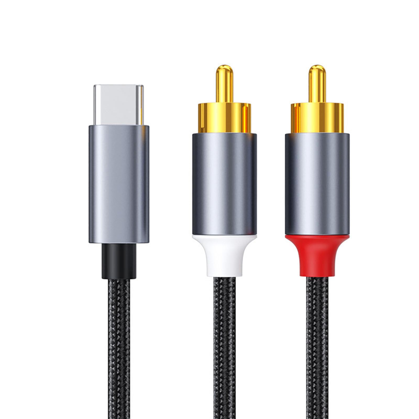 USB TYPE C to 2RCA 変換 オーディオケーブル USB-C (オス) 2RCA (オス) 赤/白 ステレオ音声線 HiFi音質 高耐久性 ナイロン編み スマートフォンタブレットノートPCなどUSB-Cインタフェース対応(1m)