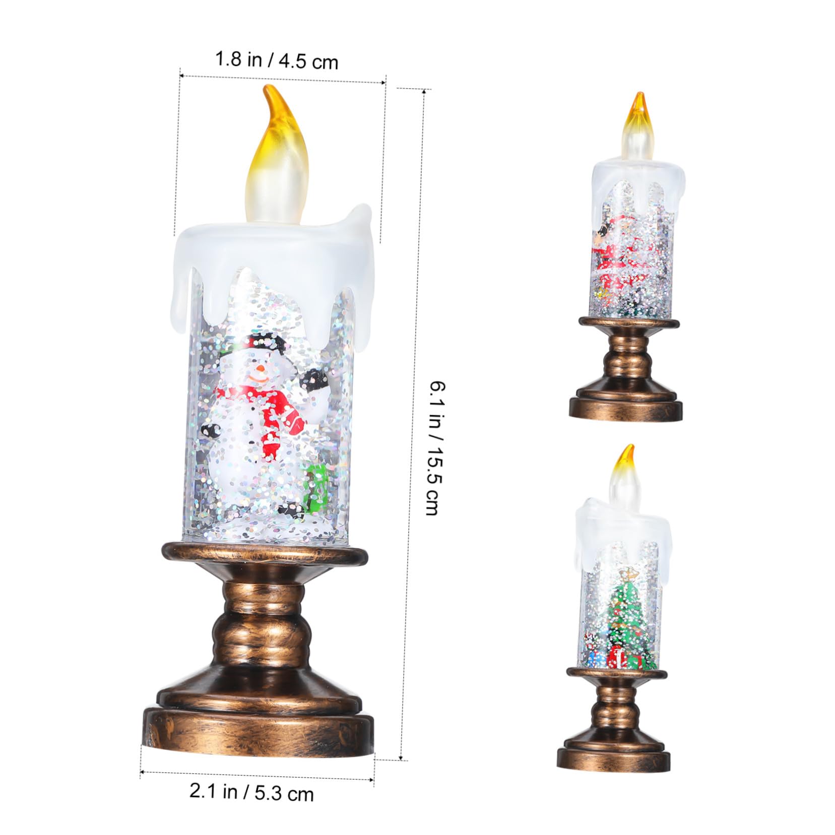 Mikikit 3 Szt. Świątecznych Lampionów Śnieżnych z LED Bezpłomieniowe Świeczki z Efektem Wirujących Śnieżynek Ozdoba Bożonarodzeniowa z Lampką Nocną Kształcie Bałwanka i Choinki