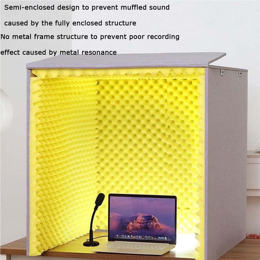 Cabina di Registrazione Portatile Pieghevole, Cabina Insonorizzata Portatile, Isolamento Acustico del Microfono per Registrazioni Vocali, Facile Installazione,Blue