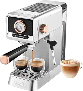 Mecity 20 Bar Espresso Machine 1400W with Milk Frother, 37oz Reservoir, Stainless Steel - Home Espresso Latte Cappuccino Maker