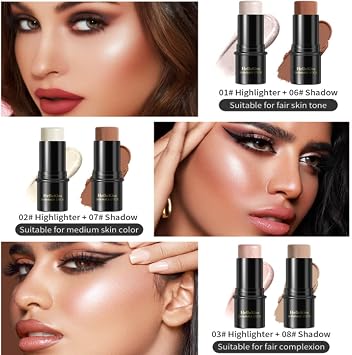 Contour Beauty Stick, Highlighter Makeup Stick, Highlighter Brown Sabai, Waterproof Long Effect Face Lighting, Highlighter 3D Contour Makeup Stick #08