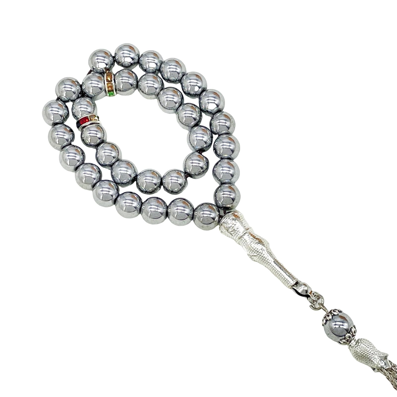 Didillx Silver 33 Beads Islamics Prayer Beads Tasbih Beads With Elegant Tassels Designs For Muslims Worships And Meditation Use