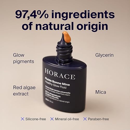 Miniatura 3 de HORACE Fluido de brillo saludable para hombres  Crema líquida teñida  Sombra universal para todo tipo de piel  97% ingredientes orgánicos y