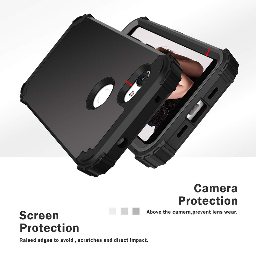 Phone Case for Google Pixel 3a XL Hard Cover Shockproof Soft Silicone Bumper Hybrid Three Layer Heavy Duty Protective Cell Accessories Pixel3aXL Pixle 3aXL A3 Pixel3a LX Cases Women Men Black