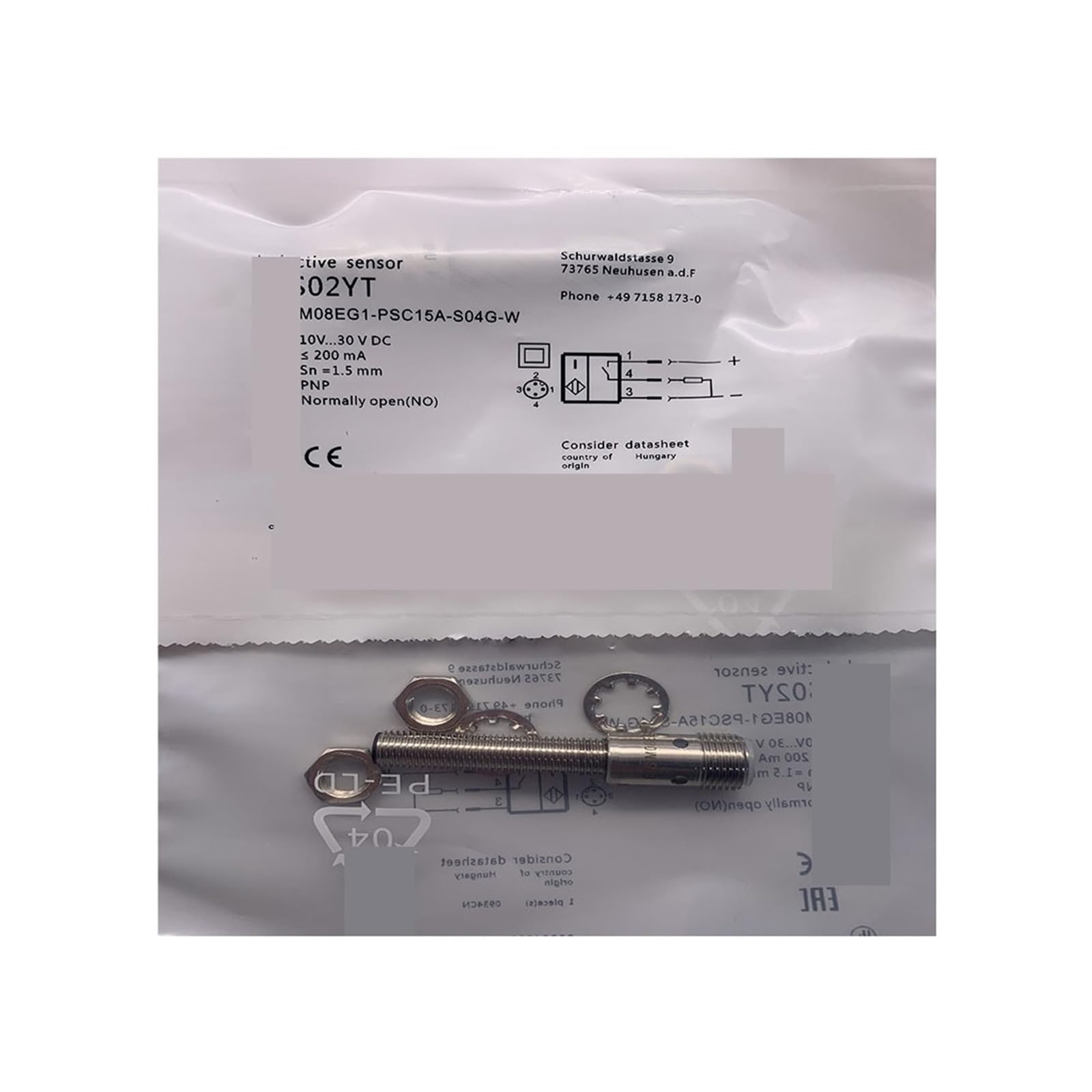 Détecteur de proximité M08EG1-PSC15A-S04G-W PNP à haute précision M8