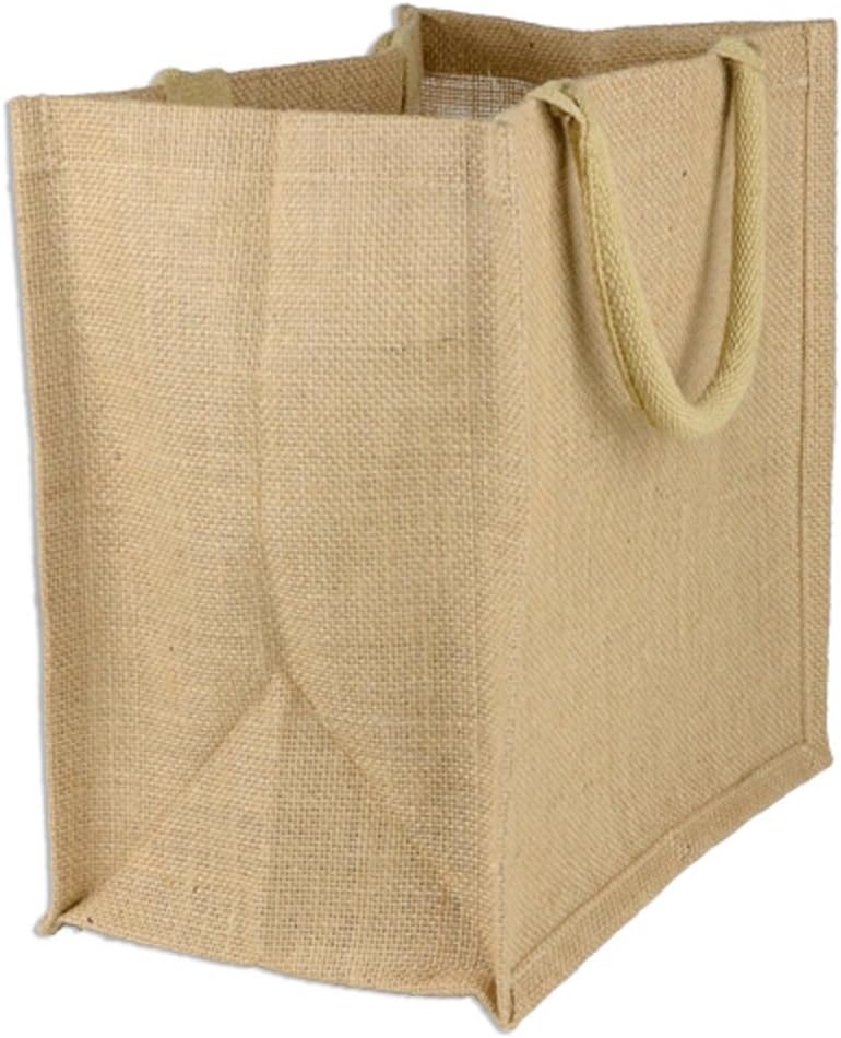 TBF (Pack of 12) Jute/Burlap Tote Bags Soft Cotton Handles Laminated Interior (Medium, Natural) - Image 2