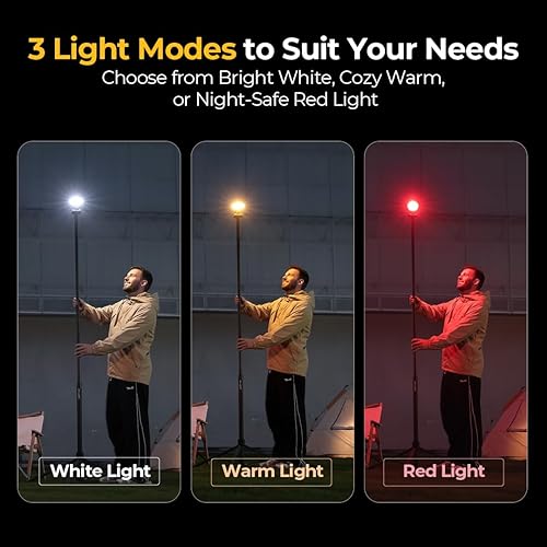 Miniatura 5 de BougeRV Luz telescópica para campamento, linterna de 3200 lúmenes, linterna LED de 8000 mAh, 7.55 pies de alto, 90 horas de funcionamiento, lámpara