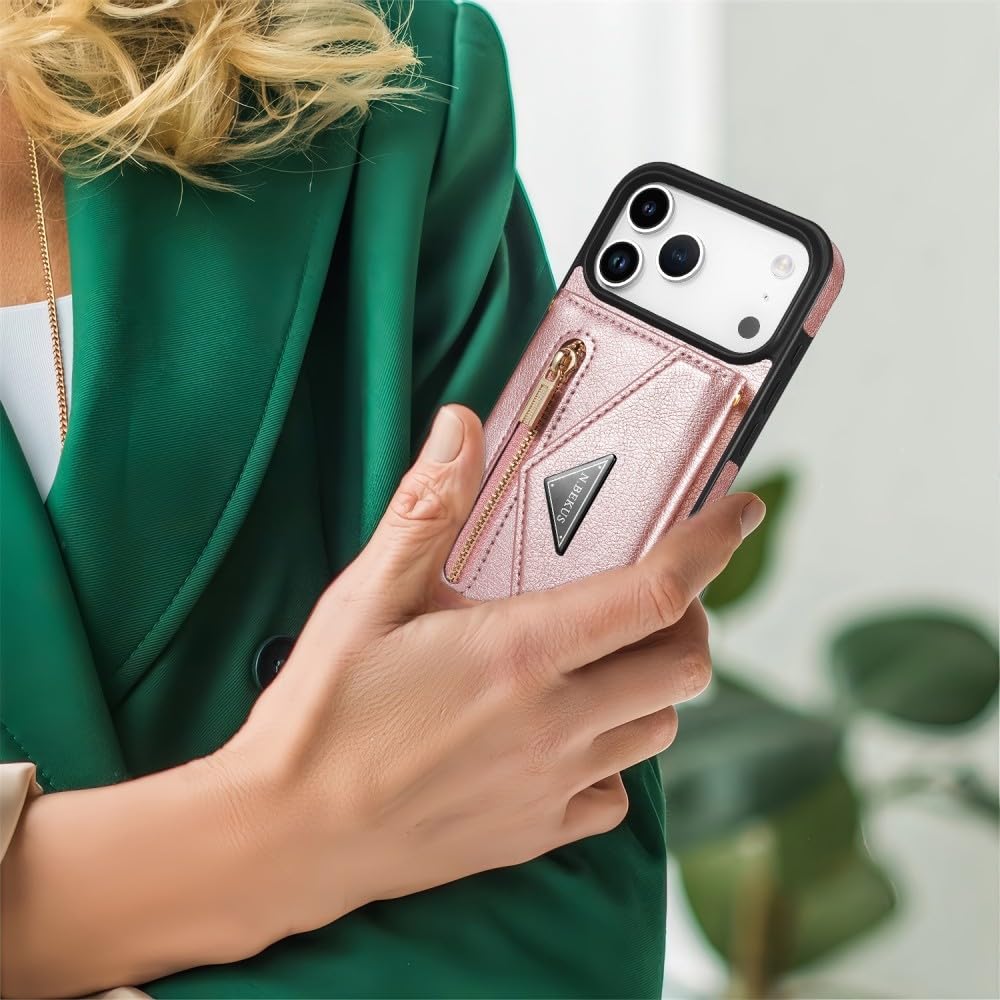 Generic Étui compatible avec iPhone 7 Plus/8 Plus (couleur : rouge) étui portefeuille en cuir pour cartes, coque arrière en silicone, longue sangle
