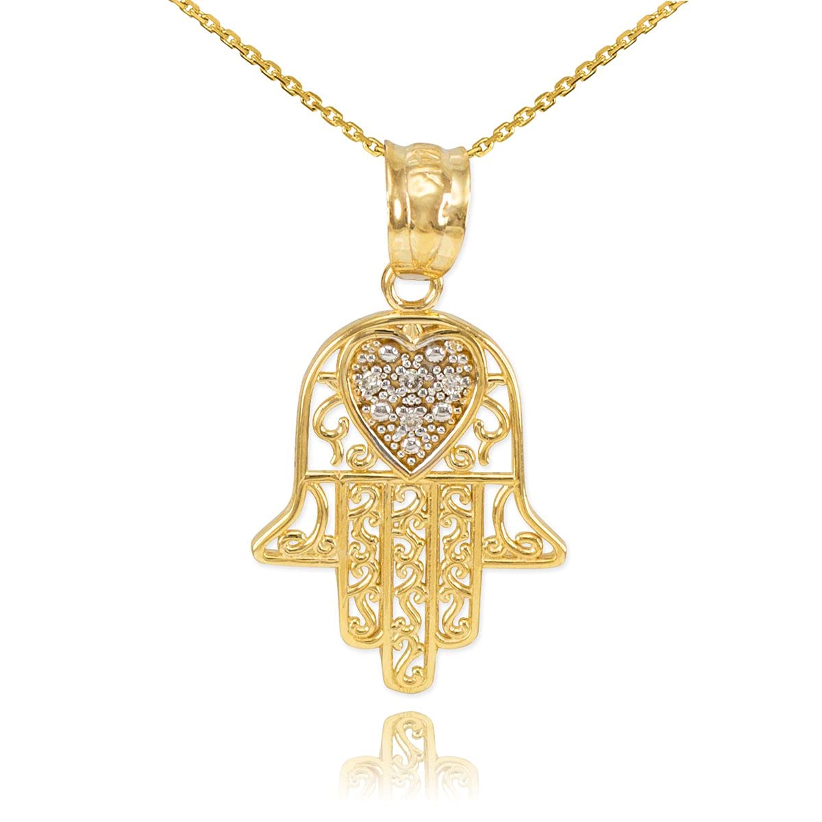 Middle Eastern Jewelry 14K Gold Diamond-Accented Hamsa Pendant