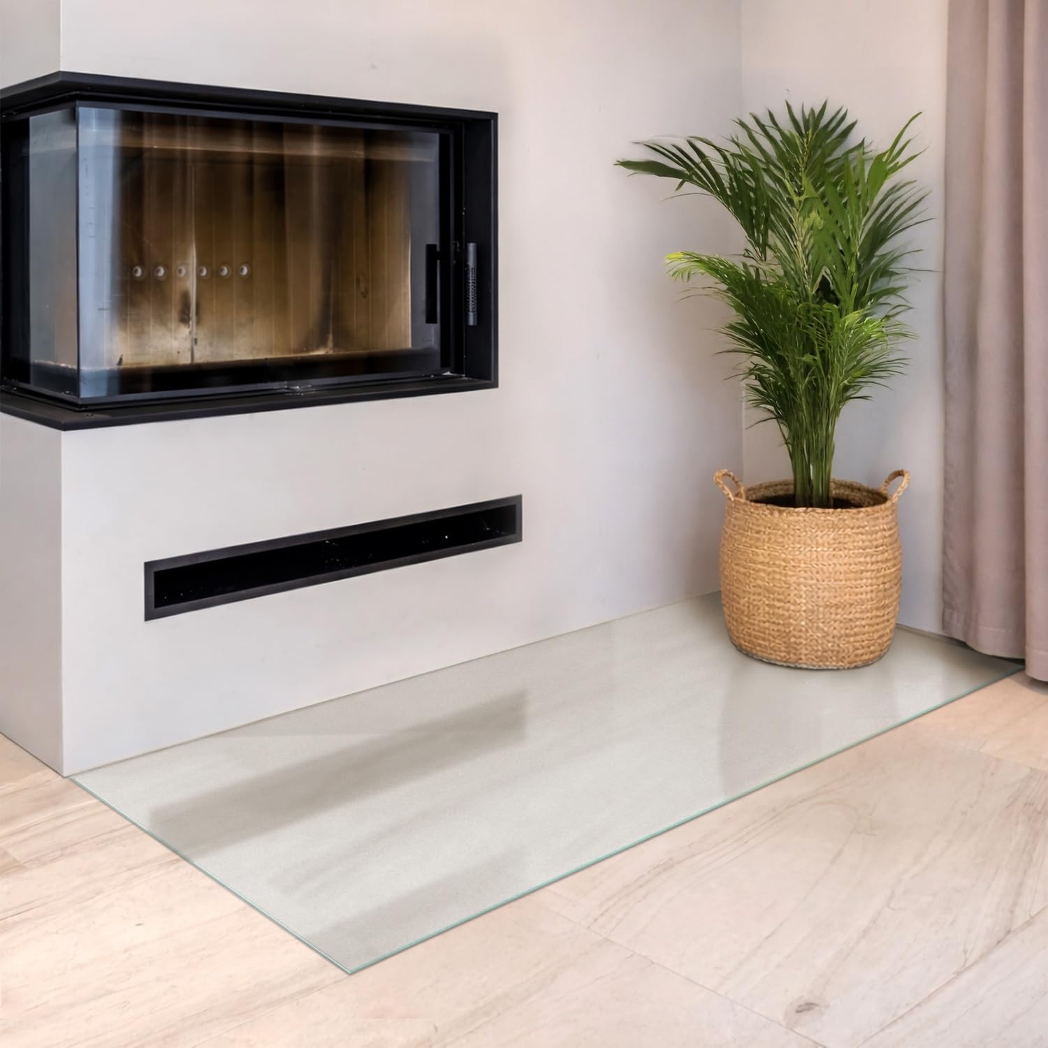 Piastra di Base per Camino Rettangolare 140x70 cm | Protezione per Pavimenti | Parascintille per Stufe | Lastra da Pavimento per Focolari | Resistente al Fuoco - Vetro Temperato Satinato