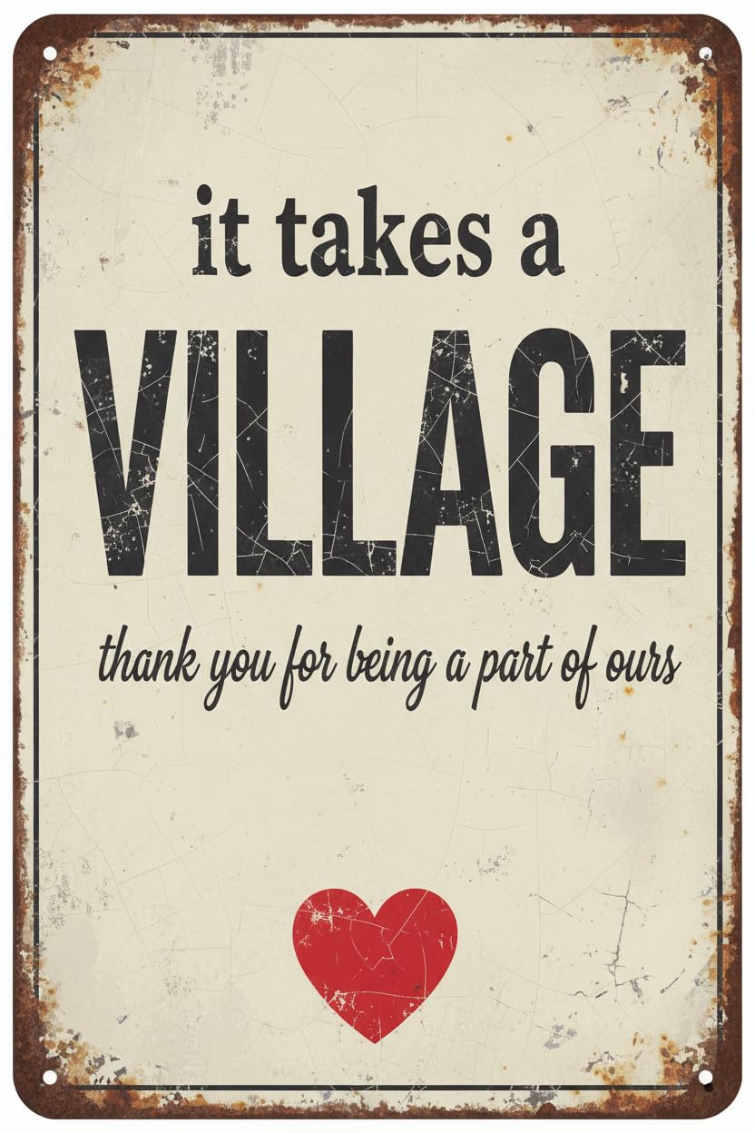 It Takes A Village Thank You Wood Plaque Desk Sign, 8x12 Inch