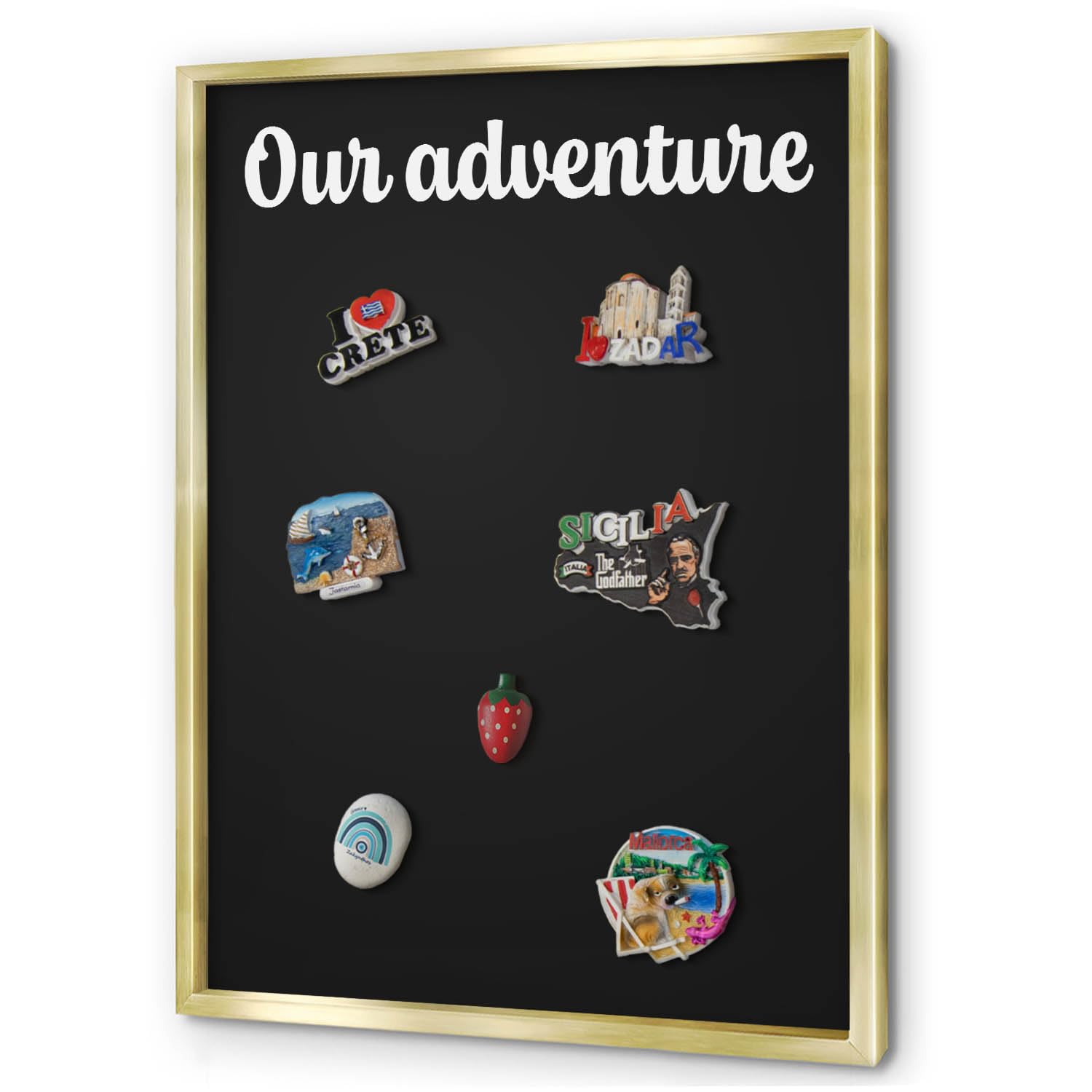 Explorer Magnetic Board 50x70 cm | Gold Frame | Our Adventure