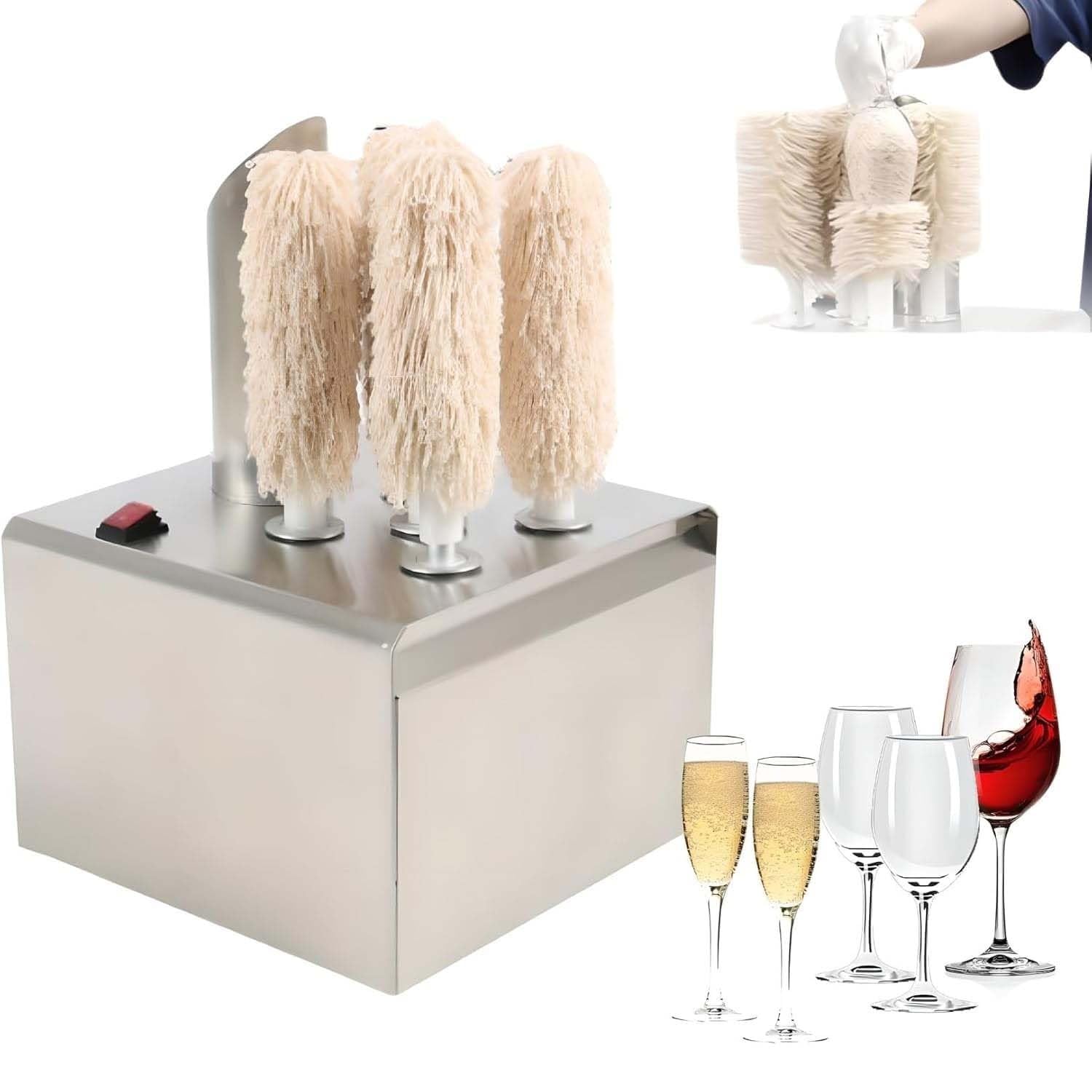 Polisseuse À Verres À Vin Professionnelle 1200 W/2400 W, Séchoir À Verres À Vin Électrique Automatique. Machine À Polir, Séchage Instantané, Pour Halls D'entrée, Bars, Salons(5Head)