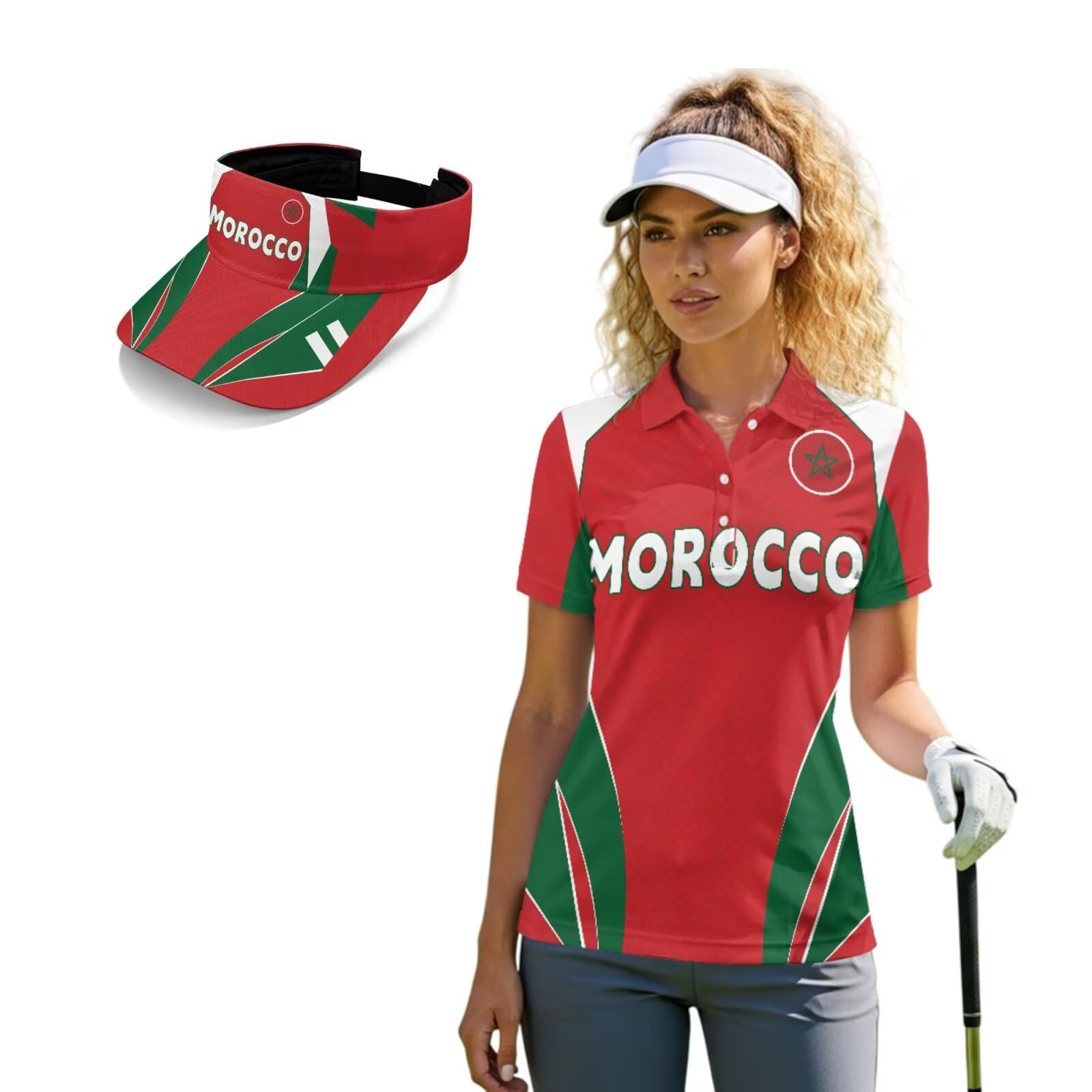 Jrysaedy Womens Golf Shirts and Matching Visor Hat Set Short Sleeve Golf Tops UV Protection Athletic Outfit