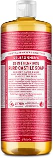 Dr Bronner Rose All-One Magic Soap, Non-GMO, Fair Trade Certified, Made With Organic Oils. Floral & Fresh Scent, Concentrated Liquid Soap, Suitable For Face, Body, Hair, Clothes, 100% Vegan, 945ml